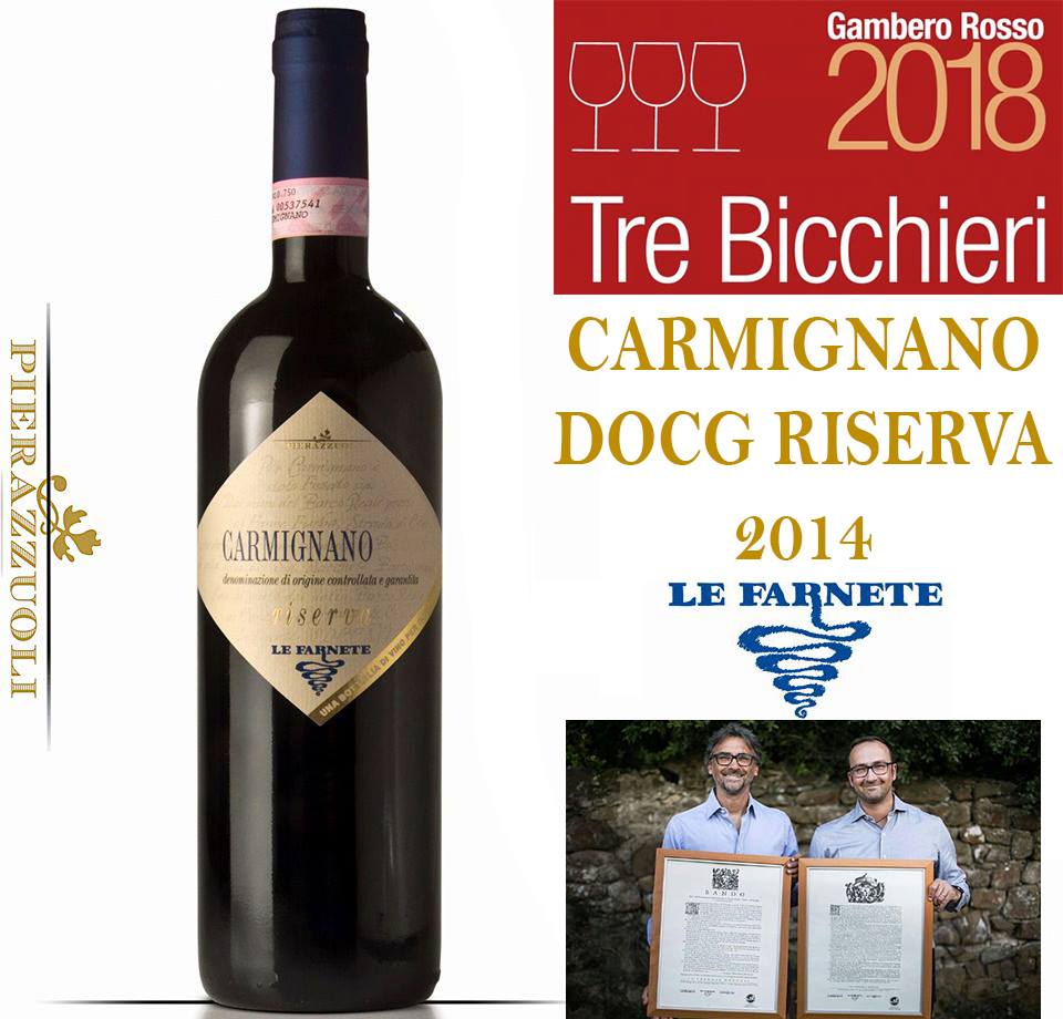 Вино Carmignano DOCG Riserva 2014 Le Farnete получило награду - 3 бокала Gambero Rosso 2018